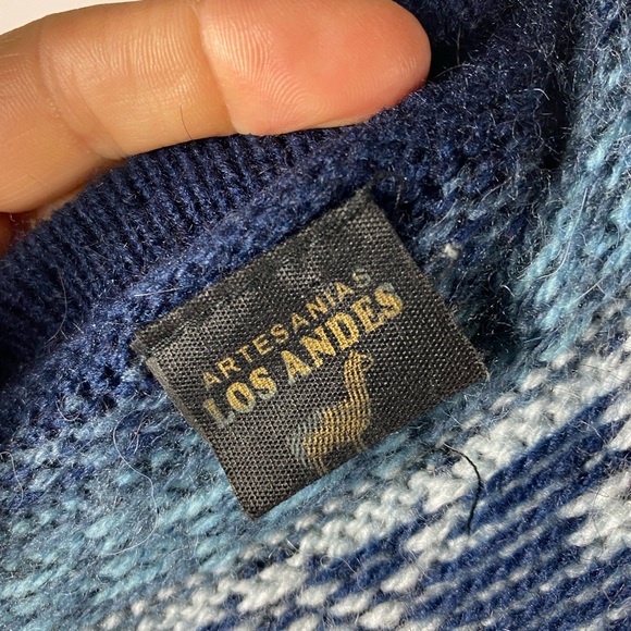 ARTESENIAS Los Andes Alpaca Wool Cardigan Womens Large Blue - Picture 6 of 7